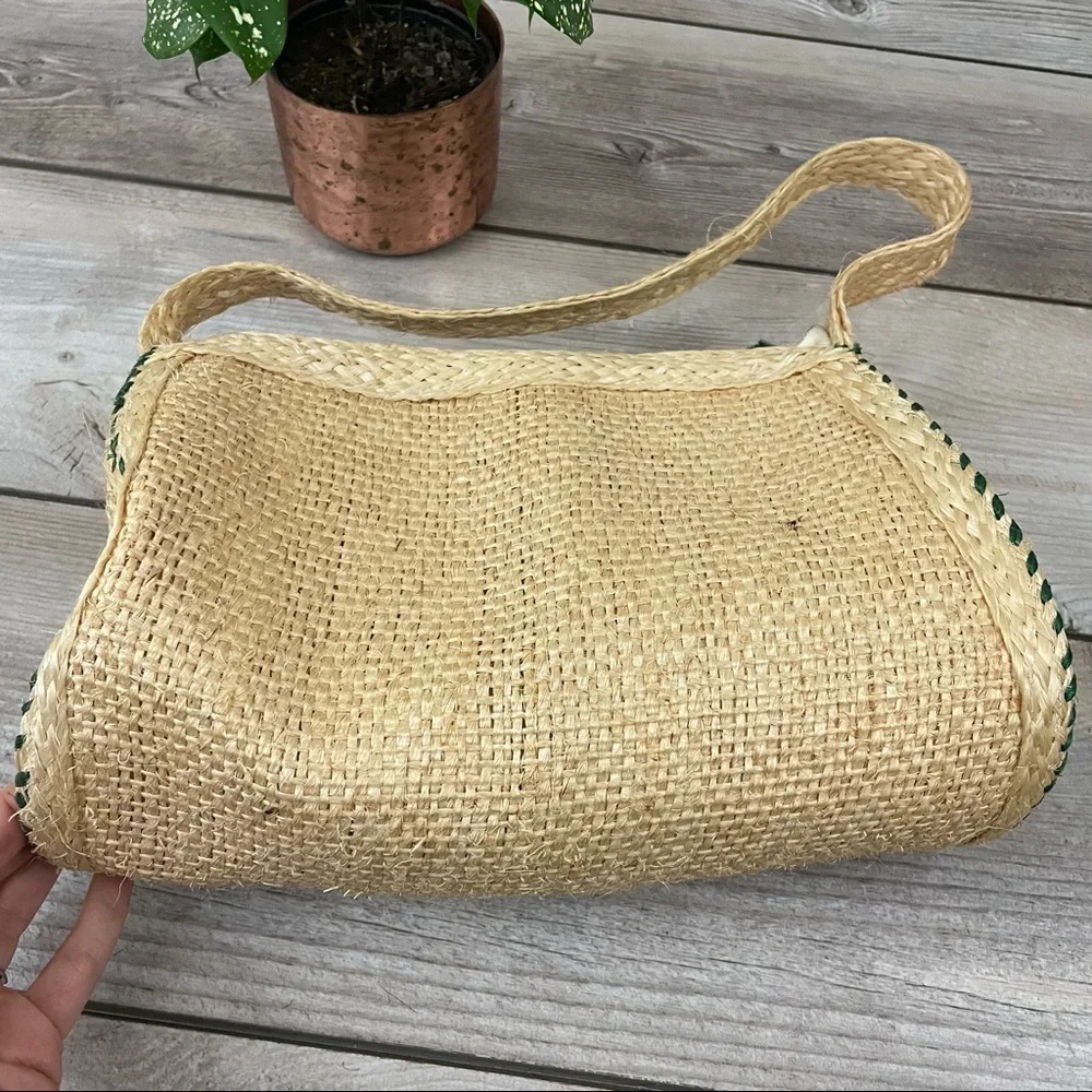 Vintage Multicolor Woven Straw Shoulder Bag - Picture 7 of 11